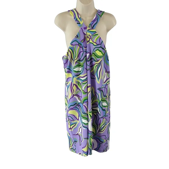 Vibrant Sleeveless Dress with Abstract Print - Picture 4 of 8